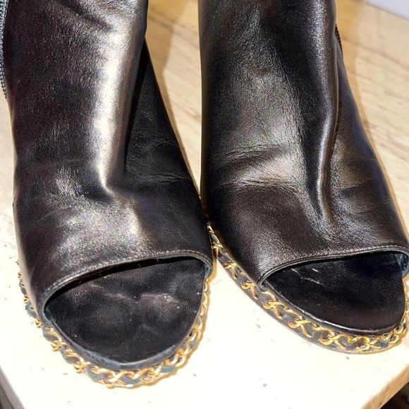 Chanel Leather Interlocking CC Logo Mule Wedges - Picture 1 of 5